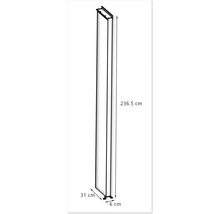 Na obrázku je regál vysoký 236,5 cm, široký 31 cm a hlboký 6 cm.