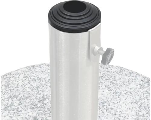 Detailný pohľad na stojan slnečníka s aretačnou skrutkou a rúrkou