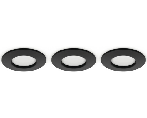 Tri stropné bodové svietidlá s okrúhlym čiernym rámikom