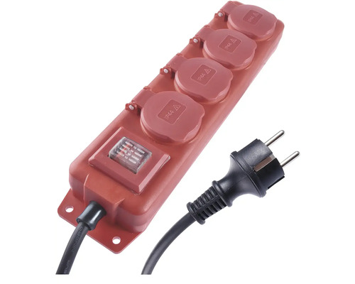 Rozbočovacia zásuvka so štyrmi zásuvkami a vypínačom