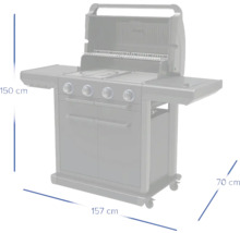 Plynový gril s rozmermi výška 150 cm, šírka 157 cm, hĺbka 70 cm