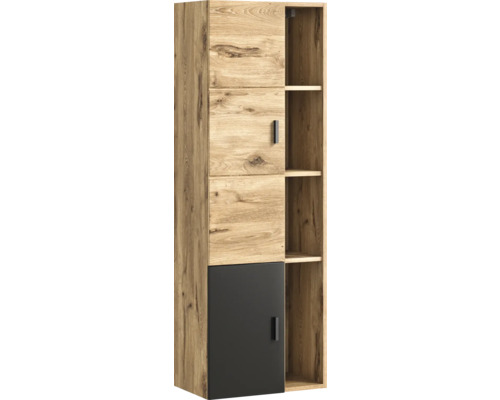 Drevený regál s dvierkami a otvorenými policami