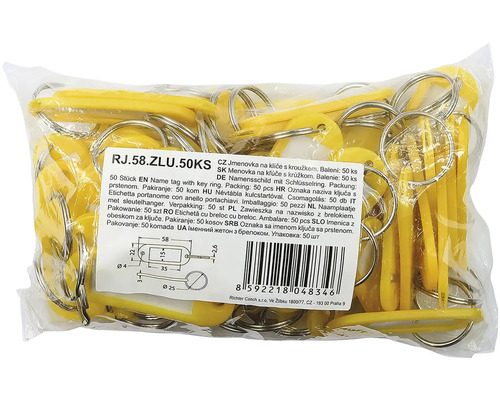 Balenie 50 menoviek na kľúče s krúžkom