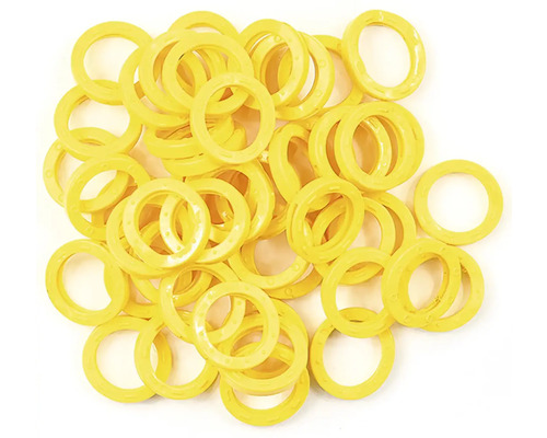 Žlté plastové podložky, vhodné na skrutkové spoje