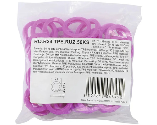 Balenie 50 rozlišovačov kľúčov z termoplastického elastoméru