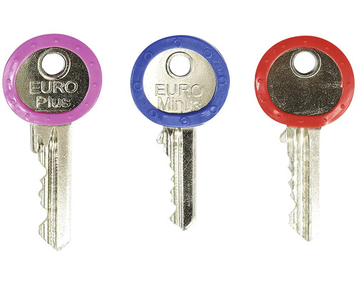 Tri kľúče s farebnými držadlami
