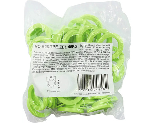 Balenie 50 kusov rozlišovačov kľúčov z termoplastického elastoméru