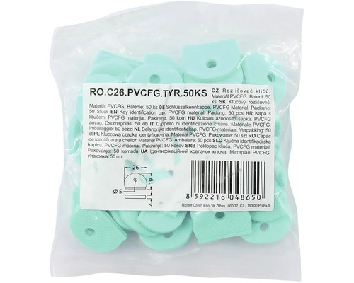 Balenie 50 kusov krytov na kľúče z materiálu PVCFG