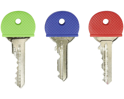 Tri kľúče s farebnými krytmi kľúčov