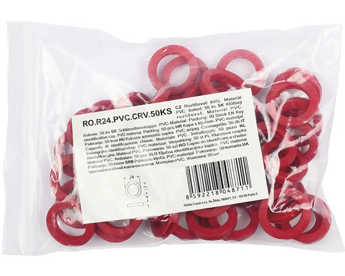 Balenie s 50 červenými plastovými rozlišovačmi kľúčov