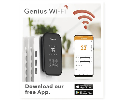 Olejový radiátor Rohnson s digitálnym ovládacím panelom a ovládaním pomocou aplikácie pre smartfóny