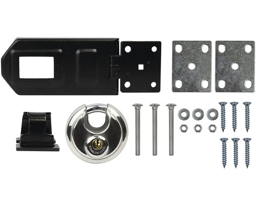 Sada uzáveru s visiacim zámkom, skrutky, skrutky a podložky