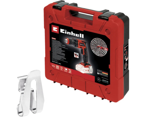 Skrutkovač na sadrokartón Einhell TE-DY 18 Li-Solo v červenom kufríku na náradie s klipom na opasok