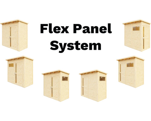 Flex Panel System záhradný domček z dreva s oknom a dverami