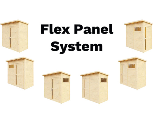 Flex Panel System s drevenými záhradnými domčekmi