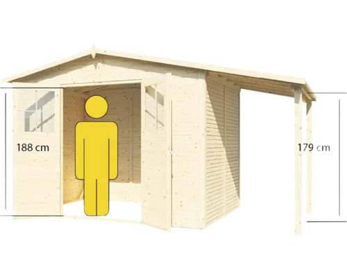 Záhradný domček z dreva s výškou 188 cm a strieškou 179 cm