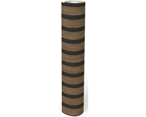 Rolka tapety s pruhovaným vzorom v hnedej a čiernej farbe