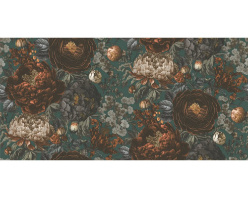 Detail tapety s kvetinovým vzorom.