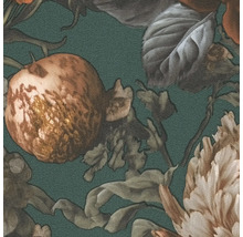 Detail tapety s kvetinovým a ovocným vzorom