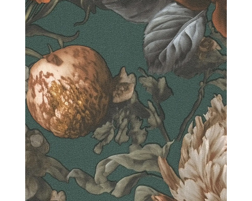 Detail tapety s kvetinovým a ovocným vzorom