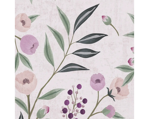 Kvetinový vzor s listami a bobuľami na svetlom pozadí