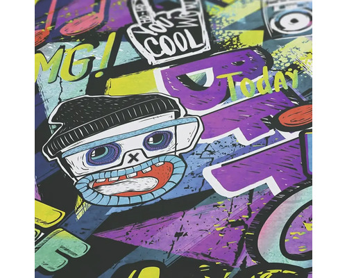 Ilustrácia s motívmi graffiti a komiksovými postavičkami