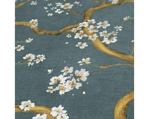 Tapeta s kvetinovým vzorom vetiev a kvetov