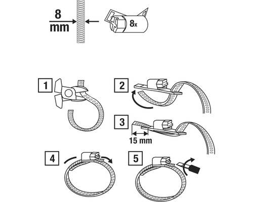Návod na montáž 8 mm hadicovej spony v piatich krokoch