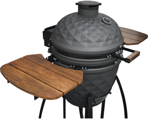 Keramický gril s bočnými stolíkmi na vonkajšie použitie