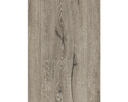 Detailný záber na laminátovú podlahu s vzhľadom dreva a hrčami.