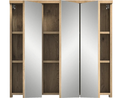 Otvorená zrkadlová skrinka s policami do kúpeľne