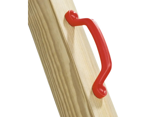 Červená rukoväť na dreve