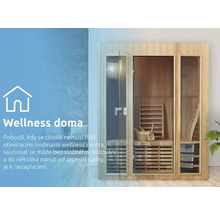 Drevená sauna s presklenými dverami pre vnútorné použitie