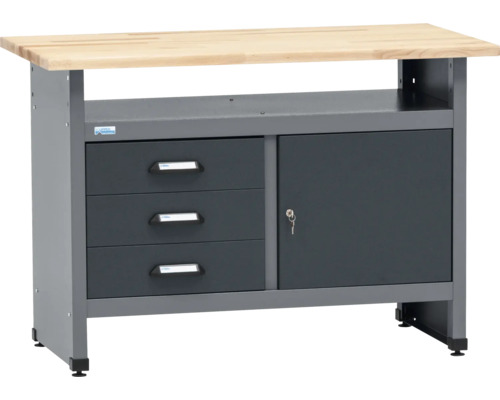 Pracovný stôl s tromi zásuvkami a skrinkou s kľúčom
