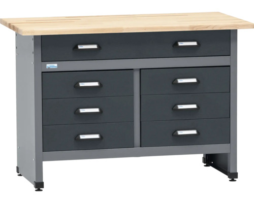 Pracovný stôl so zásuvkami a drevenou doskou