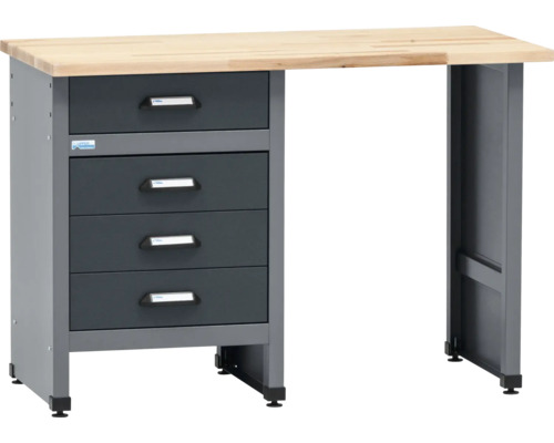 Pracovný stôl so štyrmi zásuvkami a drevenou doskou
