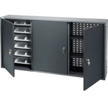 Dielenská skriňa s posuvnými dverami, dierovanou stenou, priehradkami a kľúčom