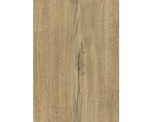 Detail laminátovej podlahy s dreveným vzhľadom.