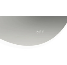 Kúpeľňové zrkadlo s dotykovými symbolmi pre svetlo, jas a kúrenie