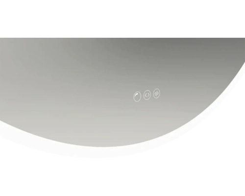 Kúpeľňové zrkadlo s dotykovými symbolmi pre svetlo, jas a kúrenie