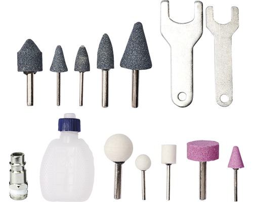 Sada brúsnych kameňov s náradím a čistiacou fľašou