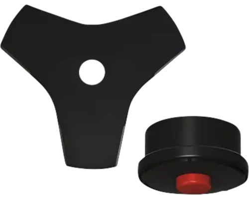 Zastrihávacia hlava s tromi nožmi a červeným gombíkom