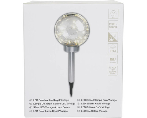 LED Solárna Guľa Vintage