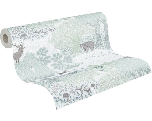 Rola tapety s motívom lesa, vrátane jeleňa a medveďa