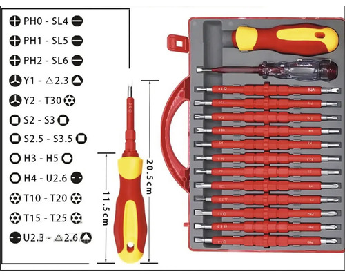 Sada skrutkovačov s rôznymi nadstavcami v červenom úložnom boxe
