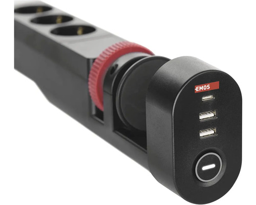 Predlžovací kábel s USB portami a otočnou funkciou