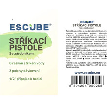 Striekacia pištoľ Escube so zásobníkom, osem režimov striekania vody, tri polohy dávkovania a 1/2 palcová prípojka na hadicu