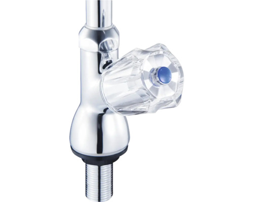 Vodovodný kohútik s priehľadnou rukoväťou