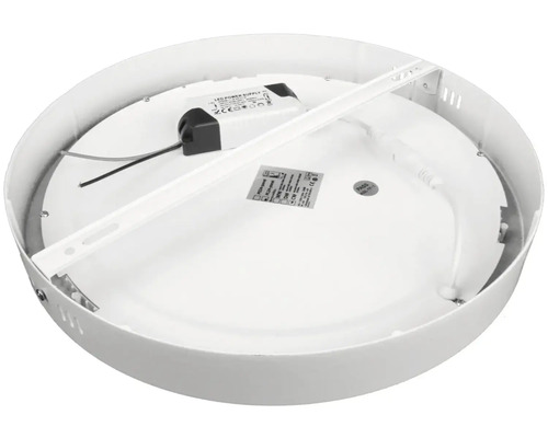 Okrúhle LED stropné svietidlo, vnútorný pohľad s montážnou konzolou a elektronikou