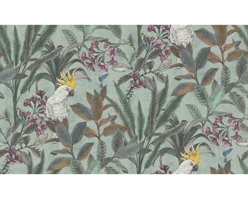 Tapeta so vzorom rastlín, kvetov a vtákov